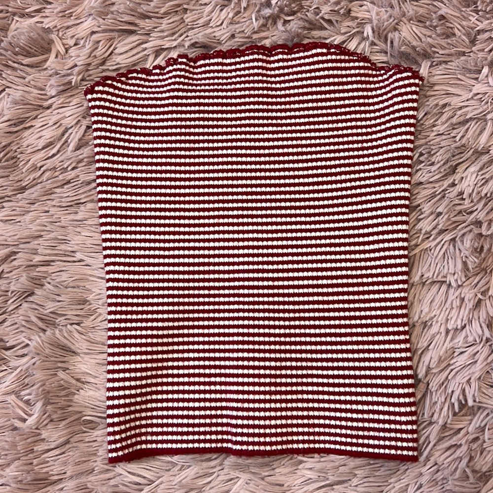 red and white striped tube top